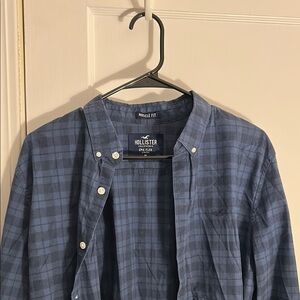 Hollister Men's Navy Checkered Shirt Jacket